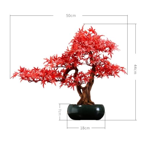 Product: Artificial Bonsai Tree Artificial Red Maple Bonsai Tree with Pots Hotel Desktop Landscaping Fake Plant Decoration Artificial Trees Plants