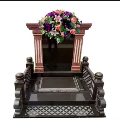 Product: Jucgghk Vivid and Realistic Floral Art 28" Lilies Flower Cemetery Saddle, Beautiful Headstone Saddle Arrangement for Outdoor Gravestone Decorations
