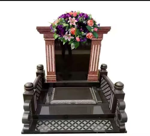 Product: Jucgghk Vivid and Realistic Floral Art 28" Lilies Flower Cemetery Saddle, Beautiful Headstone Saddle Arrangement for Outdoor Gravestone Decorations