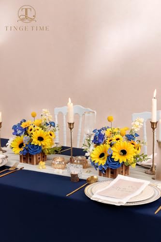 Product: TINGE TIME Wedding Centerpiece Flower with Basket, Set of 2 Large Artificial Flowers Floral Arrangement for Tabletop Mantel Archway Aisle (Sunflower & RoyalBlue)