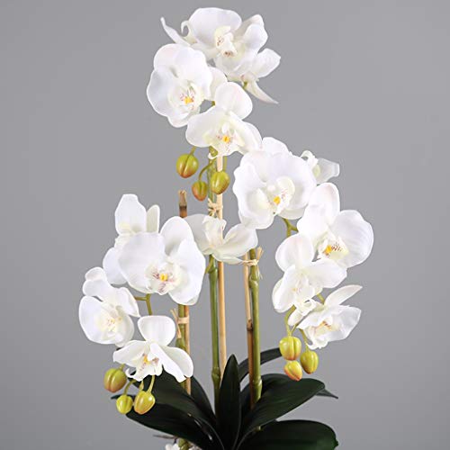 Product: 3 Heads White Artificial Orchid Flowers with Vase Set Faked Silk Flower Plant Artificial White Phalaenopsis for Home Decor Table Centerpiece Office Wedding Party Decoration