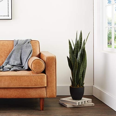 Silky Flower Store Artificial Sansevieria Plant, Nearly Natural Green 4855 Black Planter, Faux Indoor Decor 35in. 19 19 Product: Nearly Natural, Green 4855 35in. Sansevieria with Black Planter