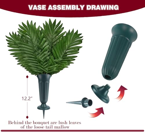 Product: Naramiji 3 Piece Artificial Cemetery Flowers -Headstone Flower Saddle- Gravesite Flowers Bouquet - Christmas Decorations-Poinsettia Dahlia Rose