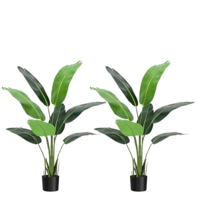 Product: 4ft Bird of Paradise Artificial Plant, Fake Silk Banana Leaf Plants, 2Pcs Faux Bird of Paradise Plant Tall Tropical Green Tree for Home Living Room and Office Decoration, Indoor Outdoor Decorative