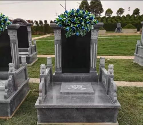 Product: Jucgghk Vivid and Realistic Floral Art Beautiful Roses Single Headstone Cemetery Saddle, 22-24” Cemetery Flower Arrangement for Grave Tombstone Decorations