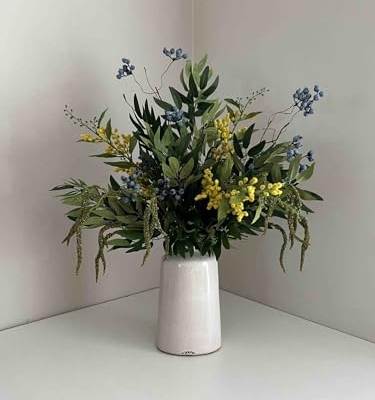 Product: Mimosa and Berries Flower Arrangement, Autumn Artificial Flowers for Home Decor Table Centerpieces Kitchen Garden Party Décor Garland for Table Centerpiece Holiday Party Weddi