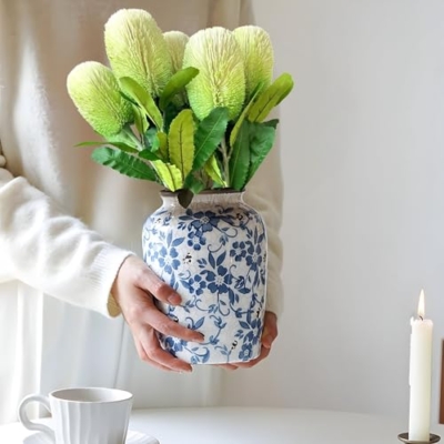Product: 5 Stems Banksia Protea Stem,Artificial Long Stem Flower for Table Centerpieces Wedding Party Home Decoration Indoor(NO VASE)
