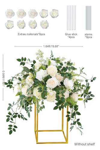 Silky Flower Store White Green Hanging Flower Vine Wedding Centerpiece, Artificial Floral Arrangement Bouquet, 19inch 3 3 Product: Angela flower 2pcs 19inch White & Green Hanging Plants Vine Wedding Table Centerpieces Decorations, Floral Arrangement Bouquet for Reception Aisle Ceremony Party Flowers Balls (Without Stand)