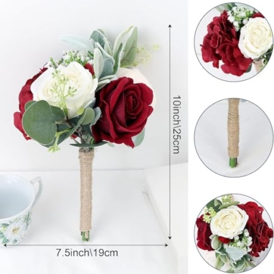 Product: A Brilliant Bridal Bouquet and 4 Bouquets of Bridesmaid Bouquets, Artificial Flowers, Suitable for Bridal Bridesmaid Proposal Parties and Church Decoration