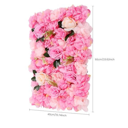 Product: Flower Wall Panel Set, Flower Wall Backdrop 23.62x15.74 inch Floral Wall Panel Artificial Silk Rose Wall Decor for Wedding Celebrations, Festive Party, Home Decor, Pink