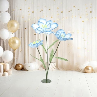 Product: 5ft Tall Artificial Tulips with Stand - 3 Heads Gradient Blue Fake Tulip Flowers for Wedding Reception - Floor Decor Artificial Wedding Flowers for Home Decor, Party Backdrop, Photo Booth Props
