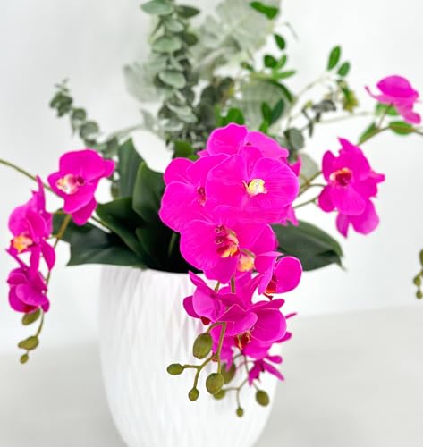 Silky Flower Store Magenta Orchid Artificial Flowers, Real Touch Faux Orchid Stems, Wedding DIY Party Home Decor, 18in 5 5 Product: 3PCS 18" Magenta Orchid Artificial Flowers,Real Touch Orchid Flowers for Wedding Table DIY Floral Arrangement Party Home Decor(NO VASE)