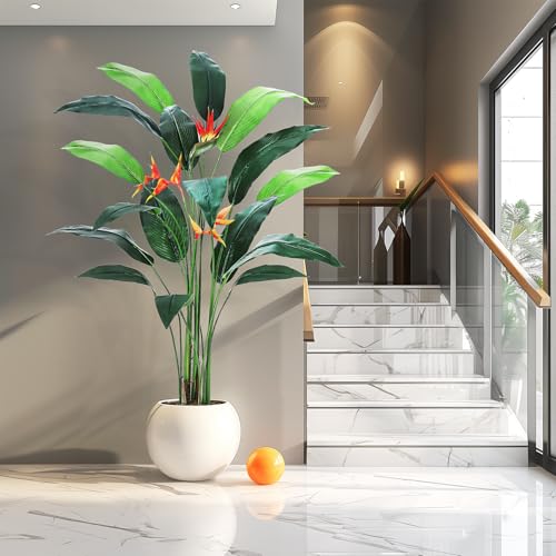 Product: Artificial Bird of Paradise Plant 7FT(84in) Fake Palm Tree for Indoor Outdoor Modern Decor Faux Tree for Home Office Perfect Housewarming Gift with 17 Trunks Faux Leaves & 3 Flowers 2 Pack