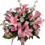 Product: Jucgghk Vivid and Realistic Floral Art Handmade Pink Flowers Vase, Spring Cemetery Arrangement, Easter Vase Arrangement for Cemetery Headstones Gravesites