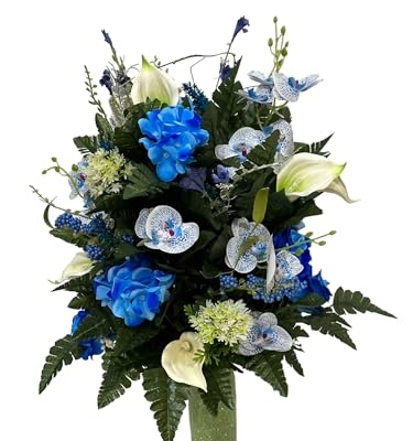 Product: Jucgghk Vivid and Realistic Floral Art Cemetery Vase Arrangement,Artificial Cemetery Flowers, Artificial Flowers Bouquet Decoration for Cemetery Headstones Gravesites