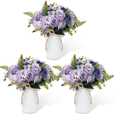 Product: Attractive Bridesmaid Bouquets of 6 Pieces and 3 Small Floral Arrangements, Artificial Flowers, Suitable for Decorating The Anniversary of The Bride's Wedding Center