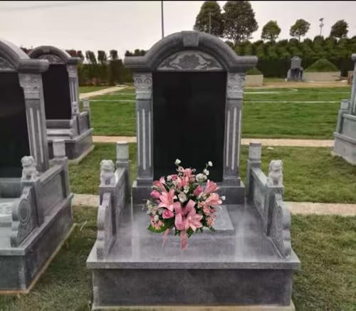 Product: Jucgghk Vivid and Realistic Floral Art Handmade Pink Flowers Vase, Spring Cemetery Arrangement, Easter Vase Arrangement for Cemetery Headstones Gravesites