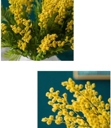 Silky Flower Store Artificial Yellow Acacia Mimosa Flowers with Vase, Silk Floral Arrangement, Faux Yellow Blossom Decor, 32.5cm 2 2 Product: HUANGWUZ Artificial Yellow Acacia Mimosa Flowers, Lifelike Silk Floral Arrangement with Vase, Home, Wedding Party Table Décor, Low Maintenance