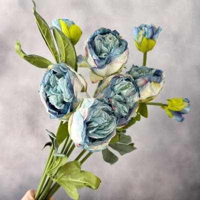 Product: 8 Heads 32" Blue Peony Bouquet, Realistic Artificial Flowers Centerpiece for Home Wedding Table Decoration(NO VASE) for Wedding/Home Decoration