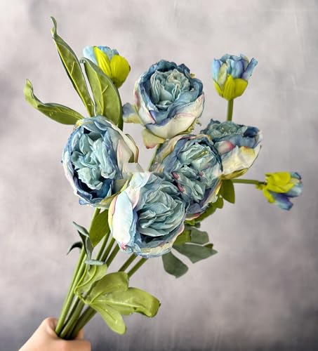 Product: 8 Heads 32" Blue Peony Bouquet, Realistic Artificial Flowers Centerpiece for Home Wedding Table Decoration(NO VASE) for Wedding/Home Decoration