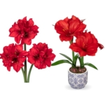 Product: Briful 2 Pack Red Amaryllis Artificial Flower Bundle for Home Office Room Table Vase Arrangement Centerpiece