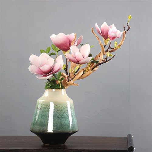 Product: SHUawan Artificial Magnolia Flower Set with Ceramic Vase – Faux Silk Flower Arrangement for Home, Office, Dining Table Décor