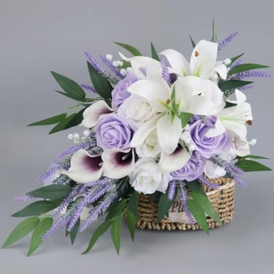 Product: Purple White Bridal Bouquets,Artificial Lavender Calla Lily Flowers for Wedding Ceremony Bridal Shower Home Decor Used for Weddings and Home Decoration