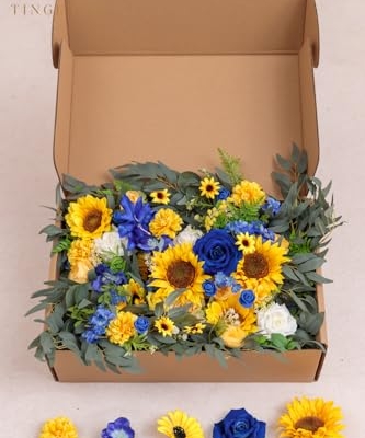 Product: TINGE TIME 9FT Artificial Sunflower Garland, Handcrafted Eucalyptus Garland with Flowers, Silk Sunflower Vine for Wedding Decoration Reception Sweetheart Table (Sunflower&RoyalBlue)