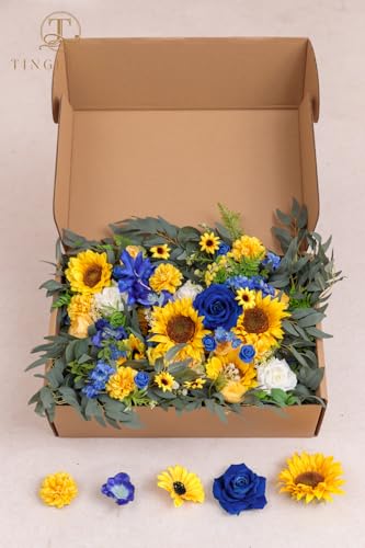 Product: TINGE TIME 9FT Artificial Sunflower Garland, Handcrafted Eucalyptus Garland with Flowers, Silk Sunflower Vine for Wedding Decoration Reception Sweetheart Table (Sunflower&RoyalBlue)