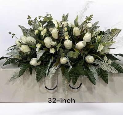 Product: Jucgghk Vivid and Realistic Floral Art Handmade Easter Flower Cemetery Saddle, Spring Cemetery Flowers for Cemetery Decoration,Headstone Flower
