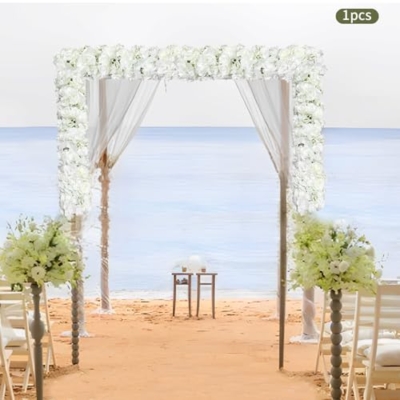 Product: KHROOLT 1 Meter Artificial Flower Garland, White Rose Hydrangea Dahlia Silk Fake Flowers for Wedding Arch Aisle Decoration, Home Party Decor
