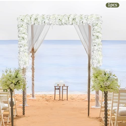 Product: KHROOLT 1 Meter Artificial Flower Garland, White Rose Hydrangea Dahlia Silk Fake Flowers for Wedding Arch Aisle Decoration, Home Party Decor