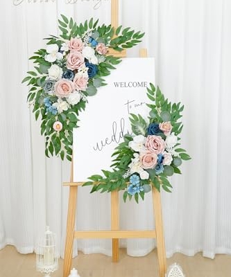 Product: WEIERYUE Artificial Wedding Arch Flowers Kit(Pack of 2) for Wedding Arch, Bridal Shower, Ceremony and Reception Backdrop Decoration (Misty Rose and Navy Blue)