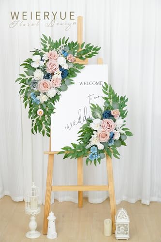 Product: WEIERYUE Artificial Wedding Arch Flowers Kit(Pack of 2) for Wedding Arch, Bridal Shower, Ceremony and Reception Backdrop Decoration (Misty Rose and Navy Blue)