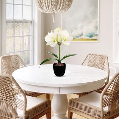 Product: Briful 2 Pack White Amaryllis Artificial Flower Bundle for Home Office Room Table Vase Arrangement Centerpiece