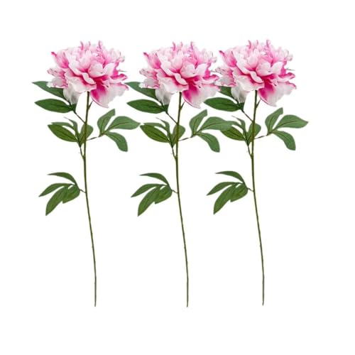 Product: 3PCS Pink/White Ombré Peony Stem,Pink Artificial Flowers, Fake Peony Bouquet for Table Centerpieces Wedding Party Home Decoration Indoor(NO VASE) for Wedding/Home Decoration