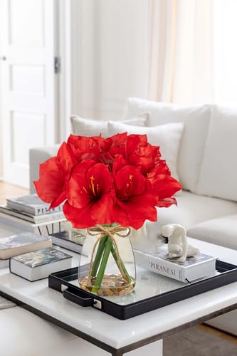 Product: Briful 2 Pack Red Amaryllis Artificial Flower Bundle for Home Office Room Table Vase Arrangement Centerpiece
