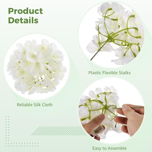 Product: Silk Hydrangea for Wedding Centerpiece, 64 Pcs Artificial Hydrangea Flowers, White Silk Flowers with Stems for Bouquets, Event Decor, Faux Aisle Arrangements
