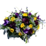 Product: Jucgghk Vivid and Realistic Floral Art 36" Beautiful Purple and Yellow Flowers Cemetery Saddle, Headstone Saddle for Outdoor Cemetery Decoration