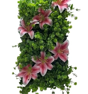Product: cKqYYdSxiaOCheN 25x50CM Artificial Lily Decor Flower Plant Grass Wall Panels Green Plant Privacy Fence Panels Grass Indoor Family Garden Wedding(2)