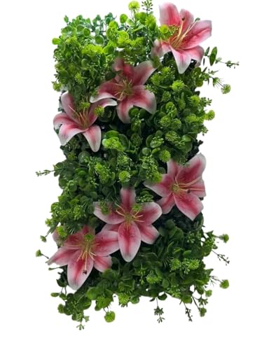 Product: cKqYYdSxiaOCheN 25x50CM Artificial Lily Decor Flower Plant Grass Wall Panels Green Plant Privacy Fence Panels Grass Indoor Family Garden Wedding(2)