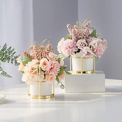 Silky Flower Store Faux Carnation Artificial Flowers, Real Feel Ceramic Pot Golden Stand, Spanish Home Decor 20.5cm 4 4 Product: Faux Carnation Decoration Real Feel Texture Artificial Flowers Desktop Ornaments with Ceramics Flower Pot Golden Hanging Stand for Home/Office/Bedroom Decoration Table Centerpiece Office Wedding Par