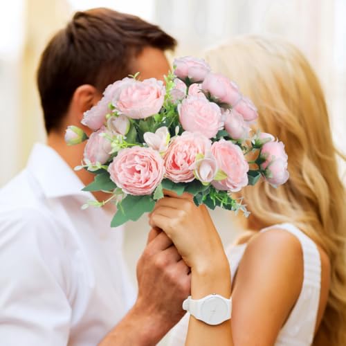 Product: ZGTS 3 Bunches Peony Artificial Flowers Silk Peonies Bouquets Pink Flowers for table Centerpieces Floral Arrangement Faux Flowers for Home Kitchen Garden Party Wedding Decoration