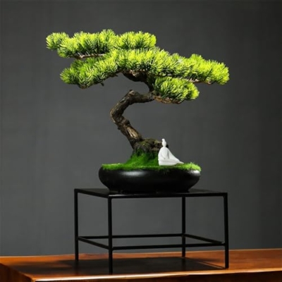 Product: MOOWI Artificial Bonsai Tree Resin Artificial Bonsai Tree Ornaments Light Luxury Decoration for Living Room Entrance Office Desktop Artificial Trees Plants
