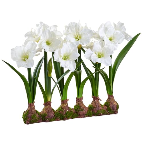 22" Standing Silk Amaryllis Flower Arrangement w/Bulb Base -White - Artificial Flower Arrangements Product: 22" Standing Silk Amaryllis Flower Arrangement w/Bulb Base -White