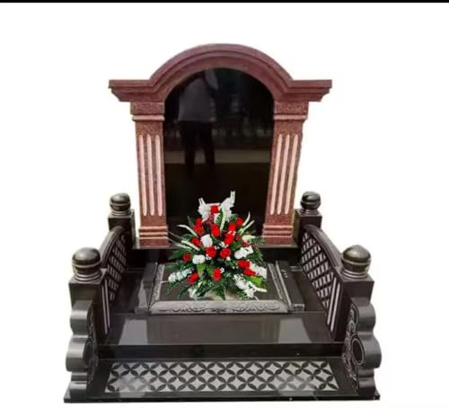 Product: Jucgghk Vivid and Realistic Floral Art 24" Handmade Cone Vase Red and White Roses with Birds, Valentine Vase Arrangement for Cemetery Headstones Gravesites