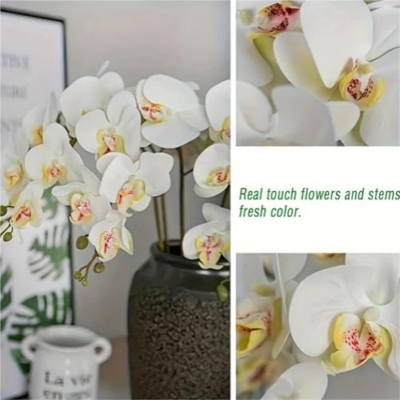 Product: 2/5 Pcs 9-Head Flowers 38inch Artificial Orchid Bouquet Artificial Flowers for Wedding Decoration Garden Home Decor(5pcs)