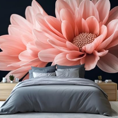 Product: Pink Floral Large Mural - 110" x 79" Mural, Pink Dahlia Wall Murals for Living Room Bedroom, Modern Flower Art Wallpaper, Dahlia Murals (Not Peel and Stick)