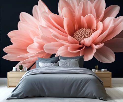 Product: Pink Floral Large Mural - 110" x 79" Mural, Pink Dahlia Wall Murals for Living Room Bedroom, Modern Flower Art Wallpaper, Dahlia Murals (Not Peel and Stick)