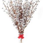 Product: Set of 48 Silver Holly Berry Stem Picks - 19" Decorative Wire Stem Branch Sprays for Christmas Tree Decoration, Holiday Décor, Silk Flower Arrangements
